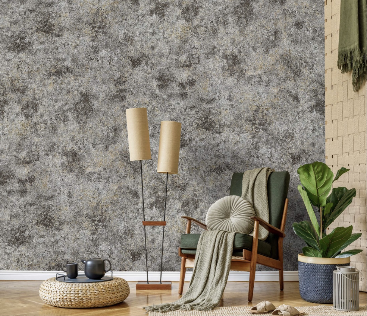 نمونه اجرا شده کاغذدیواری طرح پتینه