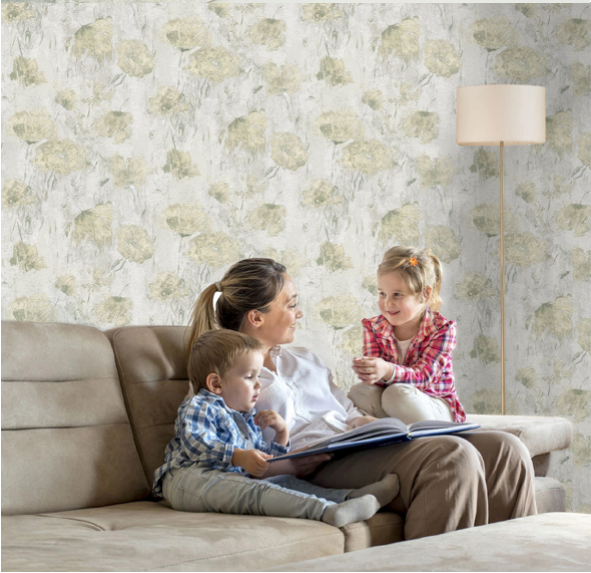 نمونه اجرا شده کاغذدیواری پتینه گلدار کد 8078