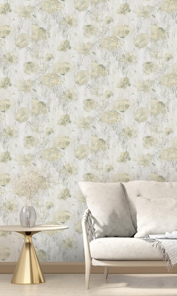 نمونه اجرا شده کاغذدیواری پتینه گلدار کد 8078