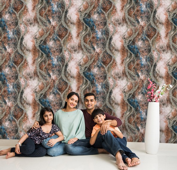 نمونه اجراشده کاغذدیواری طرح انتزاعی کد 8084