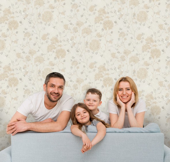 نمونه اجرا شده کاغذدیواری طرح شاخ و برگ کد 8098