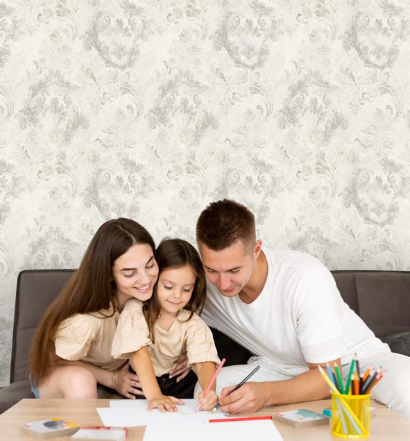 نمونه اجراشده کاغذدیواری طرح داماسک کد 8114